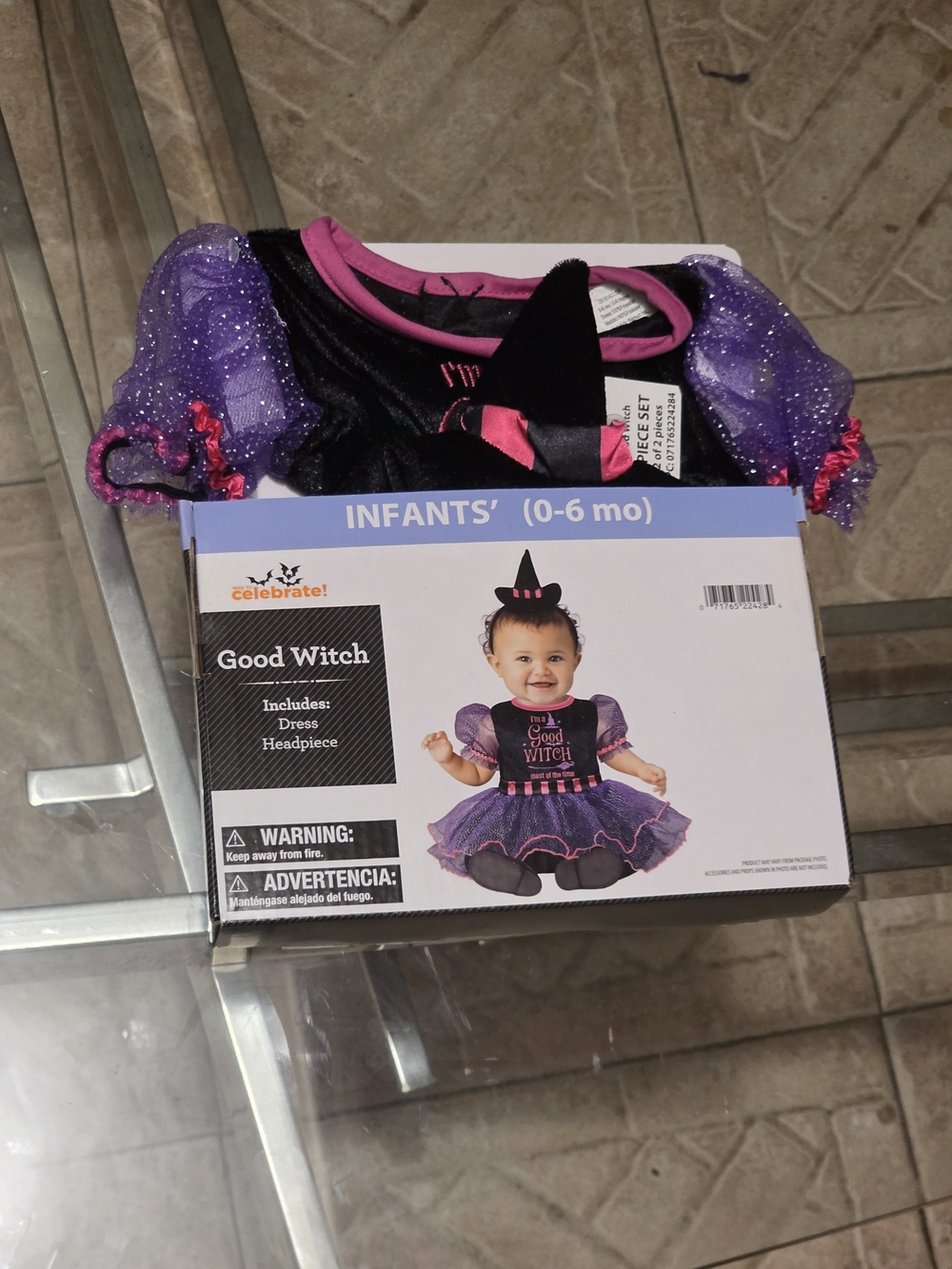 Good Witch Infant Costume Dress in Purple and Black 0-6 M